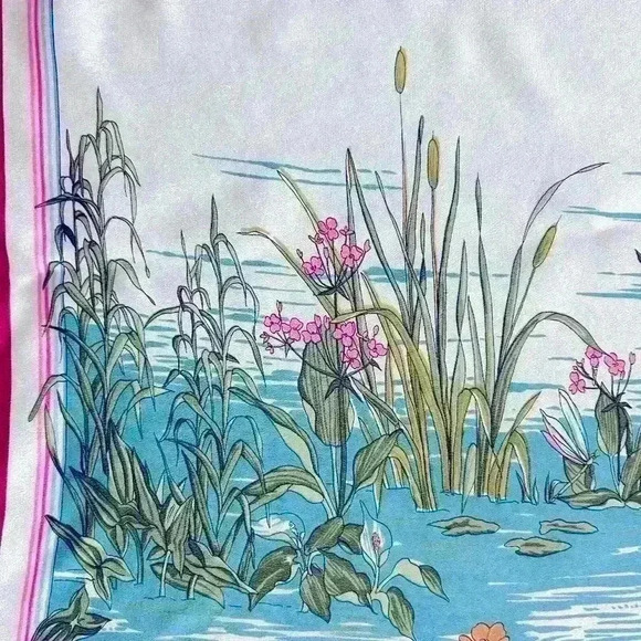 Vintage Emanuel Ungaro Silk Scarf Pond Scene - Picture 7 of 9